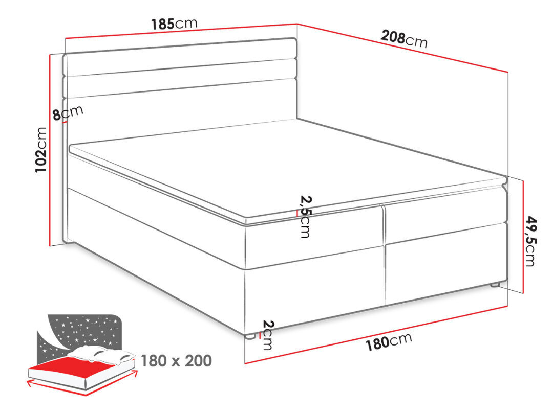 Modena mannermainen sänky 180x200cm hinta ja tiedot | Sängyt | hobbyhall.fi