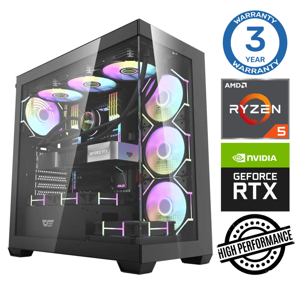 INTOP Ryzen 5 7500F 16GB DDR5 1TB SSD M.2 NVME+2TB RTX4070 SUPER 12GB no-OS hinta ja tiedot | Pöytätietokoneet | hobbyhall.fi