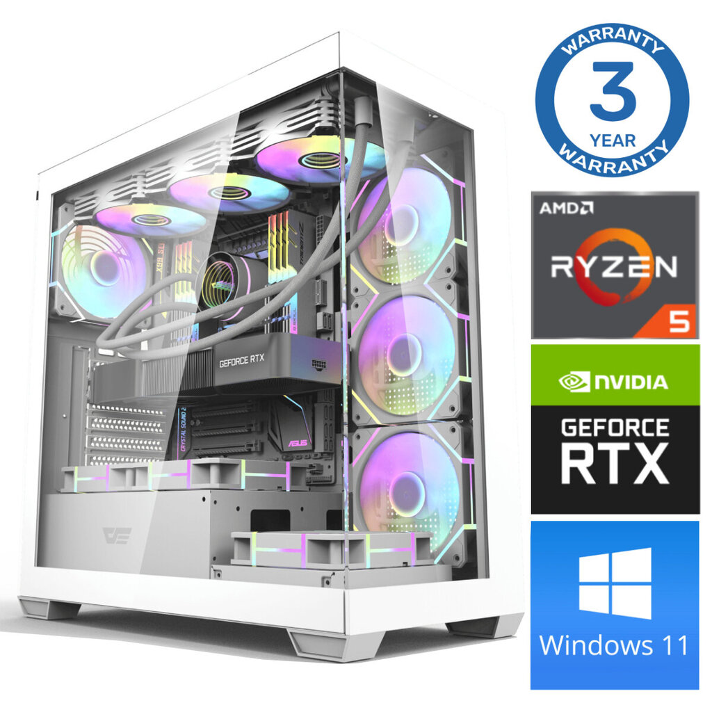 INTOP Ryzen 5 7500F 64GB DDR5 1TB SSD M.2 NVME+2TB RTX4060 8GB WIN11 hinta ja tiedot | Pöytätietokoneet | hobbyhall.fi