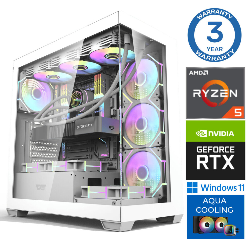 INTOP AQUA Ryzen 5 7600X 32GB DDR5 1TB SSD M.2 NVME RTX4070 SUPER 12GB WIN11 hinta ja tiedot | Pöytätietokoneet | hobbyhall.fi