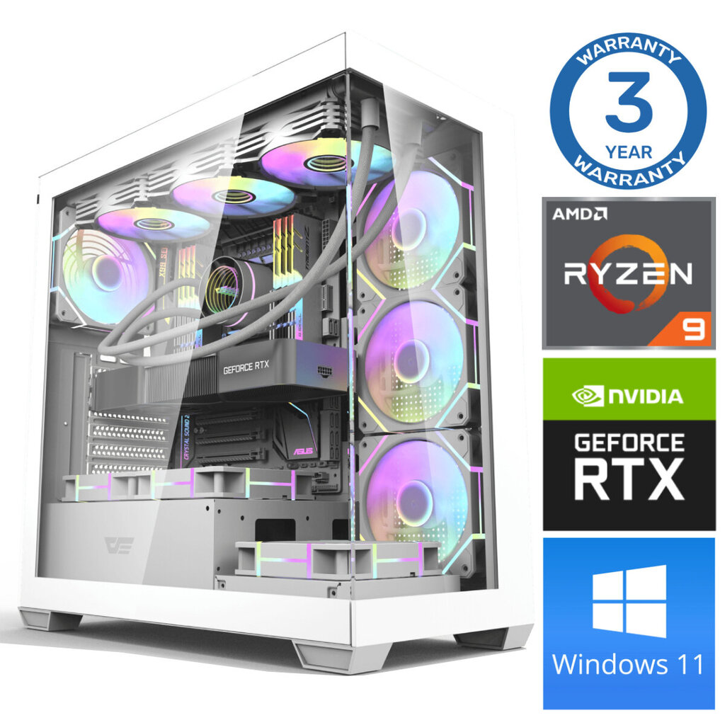 INTOP Ryzen 9 5900X 16GB DDR5 1TB SSD M.2 NVME RTX4070 SUPER 12GB Win11 hinta ja tiedot | Pöytätietokoneet | hobbyhall.fi