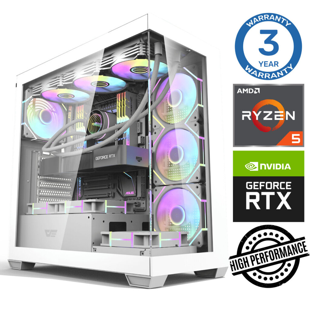 INTOP Ryzen 5 7500F 16GB DDR5 1TB SSD M.2 NVME+2TB RTX4070 SUPER 12GB no-OS hinta ja tiedot | Pöytätietokoneet | hobbyhall.fi