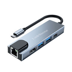 Sovitin LinkStone C330B 5in1 Type-C Sisään 2USB3.0 PD HDMI 100mbps för HUAWEI Mate40/P50 Samsung S20 hinta ja tiedot | Adapterit | hobbyhall.fi