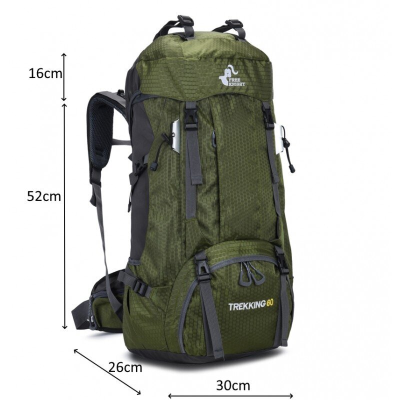 Retkeilyreppu RG Trekking 60 (50L + 10L) Khaki Green hinta ja tiedot | Urheilukassit ja reput | hobbyhall.fi