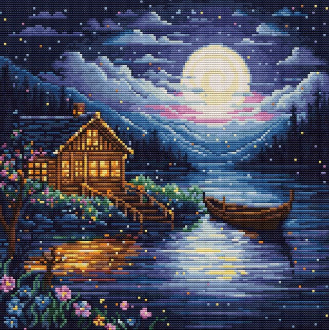 Petit Point Kit Spring Night 15x15cm SG701 Luca-S hinta ja tiedot | Kirjontatarvikkeet | hobbyhall.fi