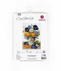 Kirjontapakkaus "Pansies Bouquet" 23x30cm SB7035 Luca-S hinta ja tiedot | Kirjontatarvikkeet | hobbyhall.fi