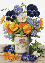 Kirjontapakkaus "Pansies Bouquet" 23x30cm SB7035 Luca-S hinta ja tiedot | Kirjontatarvikkeet | hobbyhall.fi