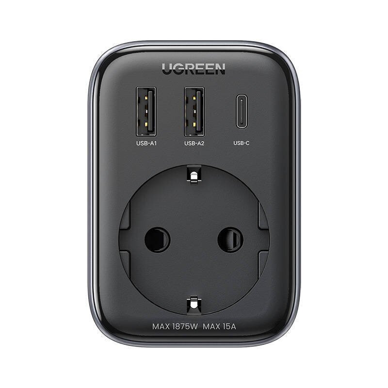 Matkasovitin Ugreen CD314 EU to US 2xUSB-A/1xUSB-C hinta ja tiedot | Kytkimet ja pistorasiat | hobbyhall.fi