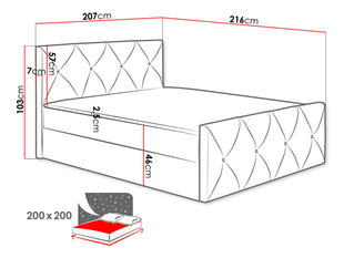 Mannermainen sänky Crystal Lux 200x200cm hinta ja tiedot | Sängyt | hobbyhall.fi