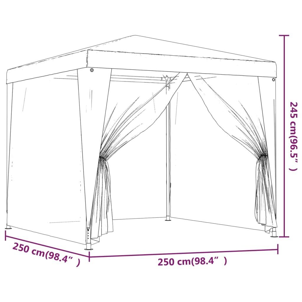 vidaXL Juhlateltta 4 verkkosivuseinää sininen 2,5x2,5 m HDPE hinta ja tiedot | Puutarhapaviljongit | hobbyhall.fi