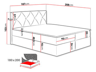 Mannermainen sänky Crystal 180x200cm hinta ja tiedot | Sängyt | hobbyhall.fi