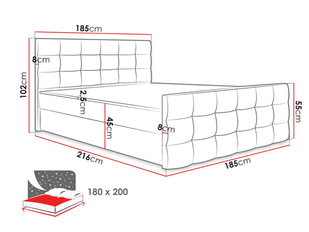 Mannermainen sänky Milano 180x200cm hinta ja tiedot | Sängyt | hobbyhall.fi