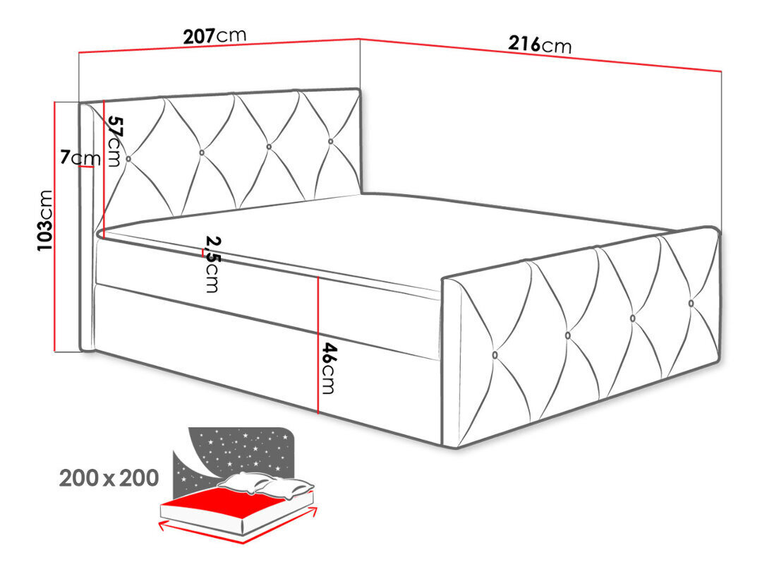 Jenkkisänky Crystal Lux 200 x 200 cm hinta ja tiedot | Sängyt | hobbyhall.fi