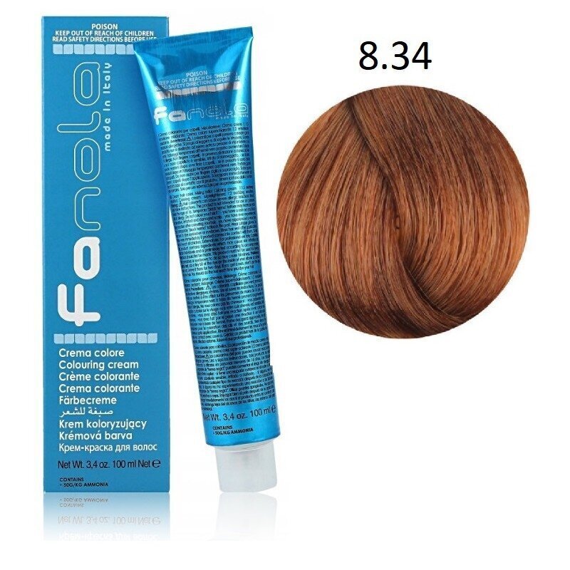 Ammattimainen hiusväri Fanola Color Cream, 8,34 Hair Light Golden Copper Blonde, 100 ml hinta ja tiedot | Hiusvärit | hobbyhall.fi