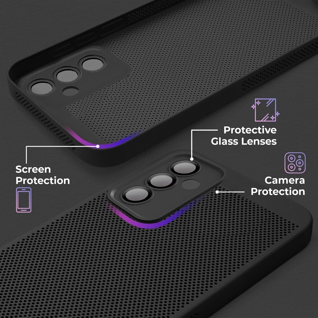 Moozy suojakuori Samsung Galaxy A14 kotelo tuuletuskuviolla VentiGuard Case, musta hinta ja tiedot | Puhelimen kuoret ja kotelot | hobbyhall.fi