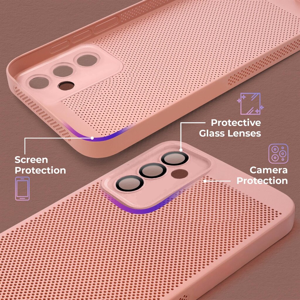 Moozy suojakuori Samsung Galaxy A14 kotelo tuuletuskuviolla VentiGuard Case, vaaleanpunainen hinta ja tiedot | Puhelimen kuoret ja kotelot | hobbyhall.fi