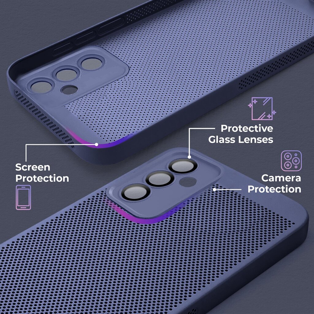 Moozy suojakuori Samsung Galaxy A14 kotelo tuuletuskuviolla VentiGuard Case, sininen hinta ja tiedot | Puhelimen kuoret ja kotelot | hobbyhall.fi