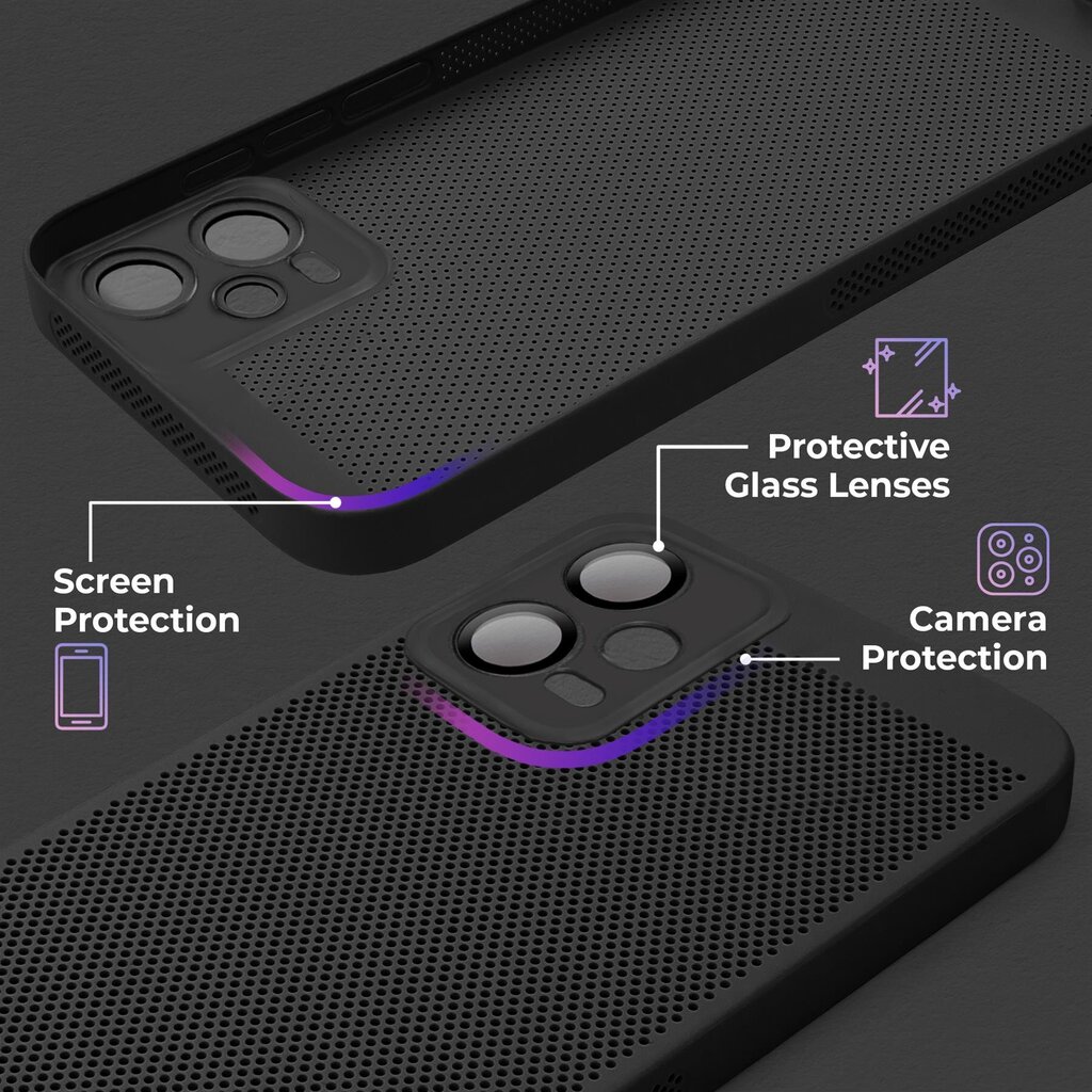 Moozy suojakuori Xiaomi Redmi Note 12 5G kotelo tuuletuskuviolla VentiGuard Case, musta hinta ja tiedot | Puhelimen kuoret ja kotelot | hobbyhall.fi