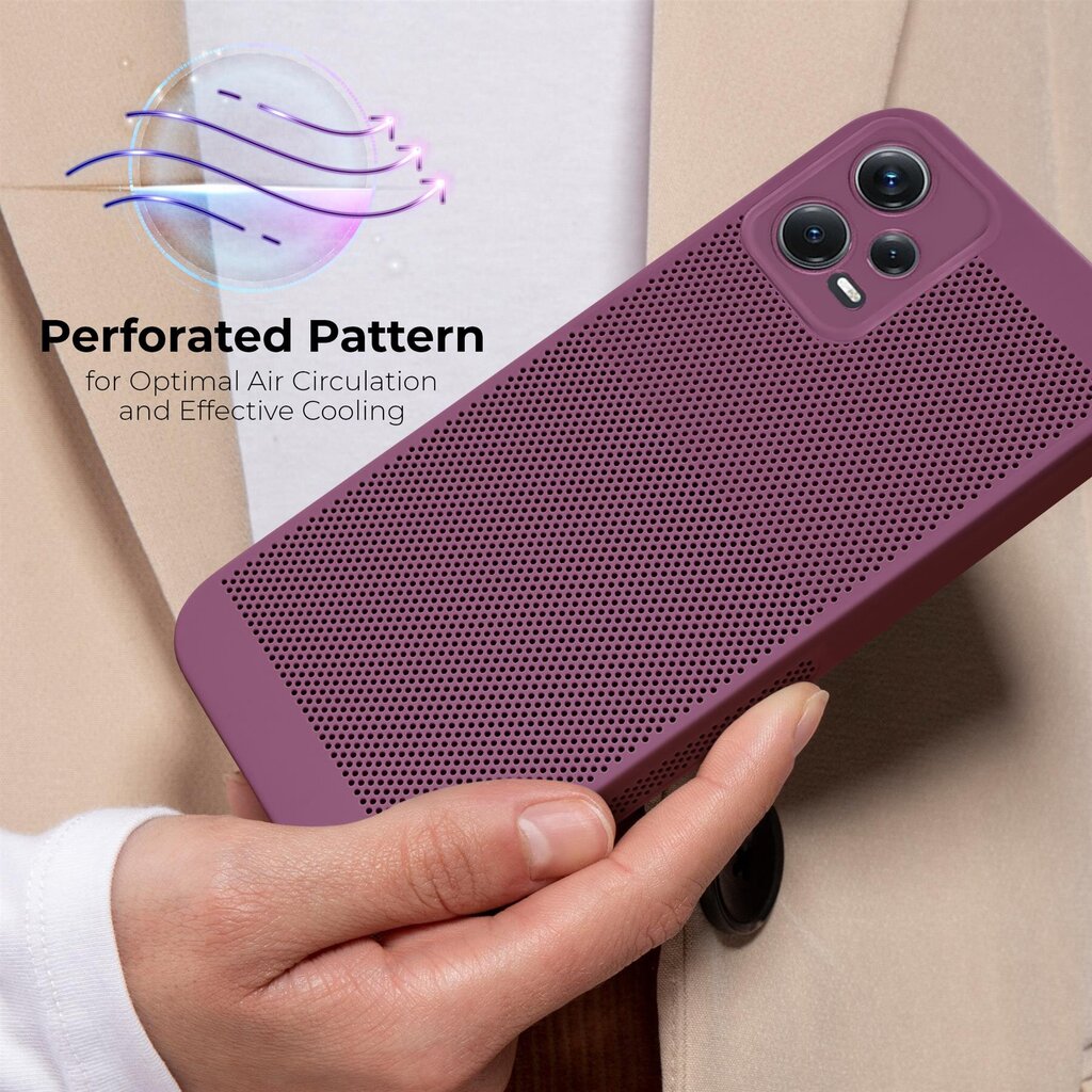 Moozy suojakuori Xiaomi Redmi Note 12 5G kotelo tuuletuskuviolla VentiGuard Case, violetti hinta ja tiedot | Puhelimen kuoret ja kotelot | hobbyhall.fi