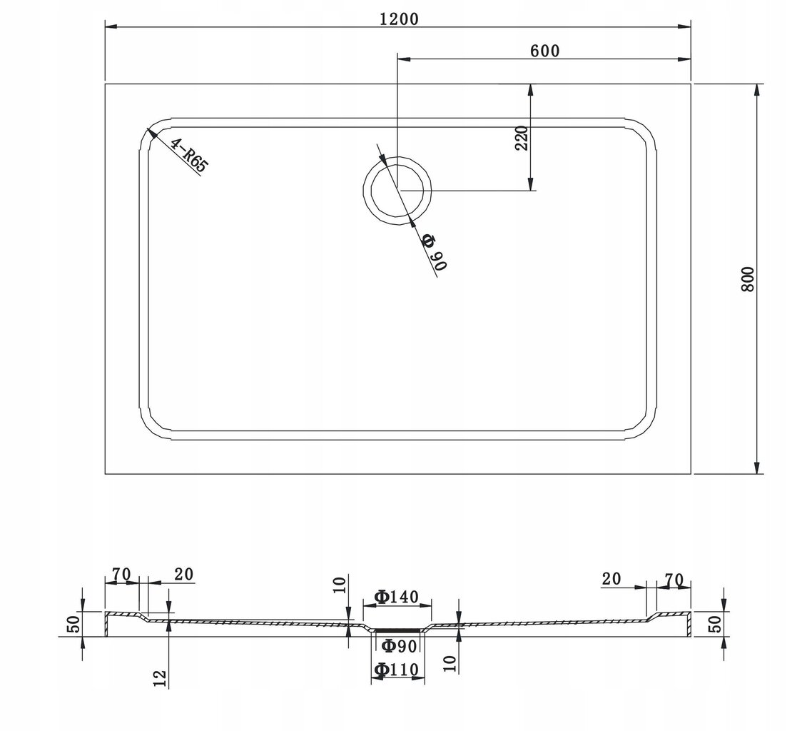 Suorakaiteen muotoinen suihkuallas Mexen Slim -sifonilla, 120x70,120x80,120x90,120x100 cm. hinta ja tiedot | Suihkualtaat | hobbyhall.fi