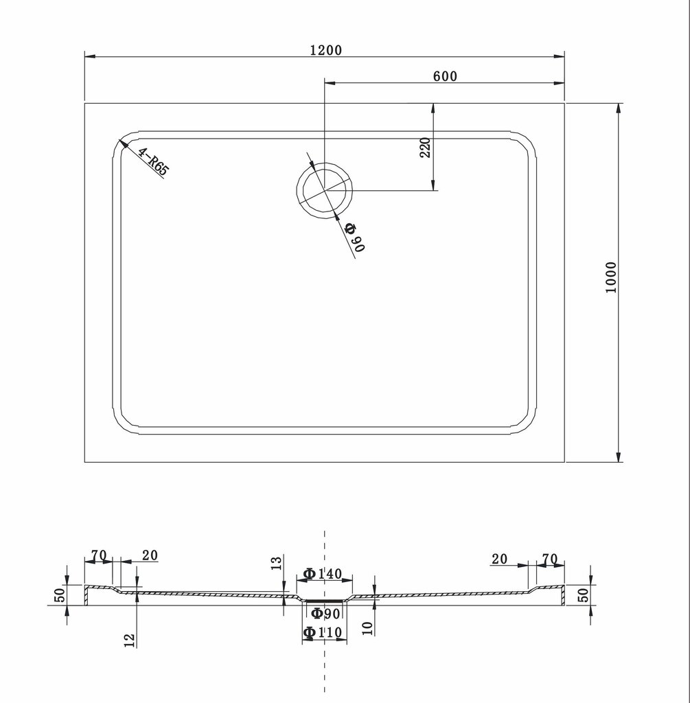 Suorakaiteen muotoinen suihkuallas Mexen Slim -sifonilla, 120x70,120x80,120x90,120x100 cm. hinta ja tiedot | Suihkualtaat | hobbyhall.fi