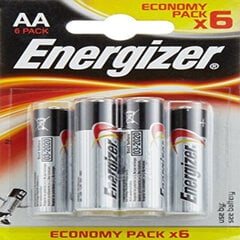 Alkaliparistot Energizer E300132800 AA LR6, 6 kpl. hinta ja tiedot | Paristot | hobbyhall.fi