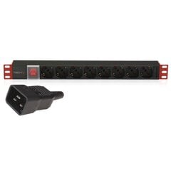 Tehonjakoyksikkö PDU Techly 19" 1U 8x Schuko/UNEL, C20 3m kaapeli, 16A hinta ja tiedot | Virtalähteet | hobbyhall.fi