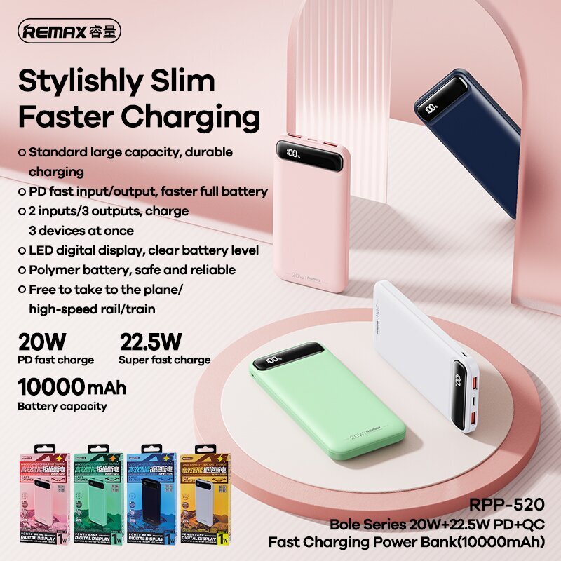 Remax Bole RPP-520 10000mAh hinta ja tiedot | Varavirtalähteet | hobbyhall.fi