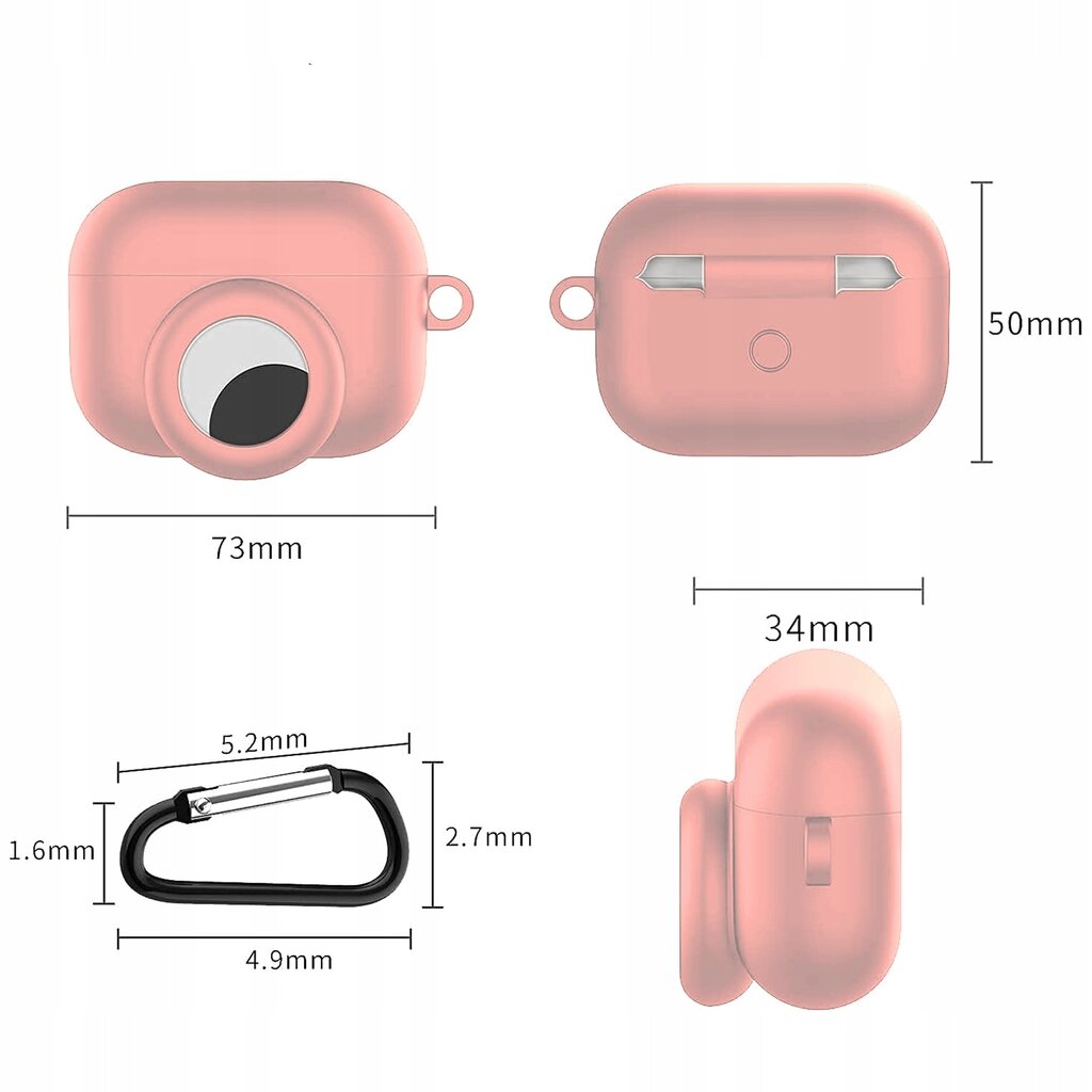 Kotelo kotelosuoja suojakuori Hang Silicon Case Kuulokekotelo AirPods Pro 1 + klipsikoukku + airtag hinta ja tiedot | Kuulokkeiden tarvikkeet | hobbyhall.fi