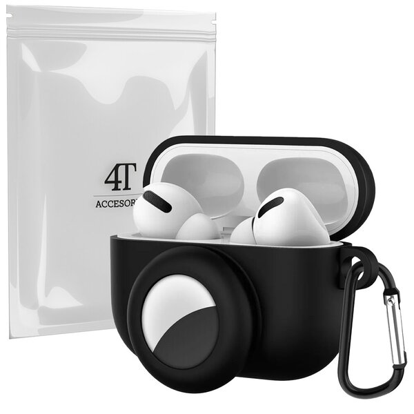 Kotelo kotelosuoja suojakuori Hang Silicon Case Kuulokekotelo AirPods Pro 1 + klipsikoukku + airtag