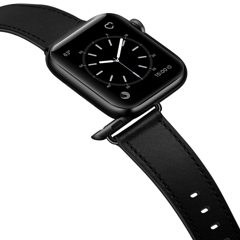 Ranneke nahkaranneke kelloihin Apple Watch Iwatch 4Tech mallia varten ULTRA SE 9 8 7 6 5 4 3 2 1 49 45 44 42 mm Band musta hinta ja tiedot | Älykellojen ja aktiivisuusrannekkeiden lisätarvikkeet | hobbyhall.fi