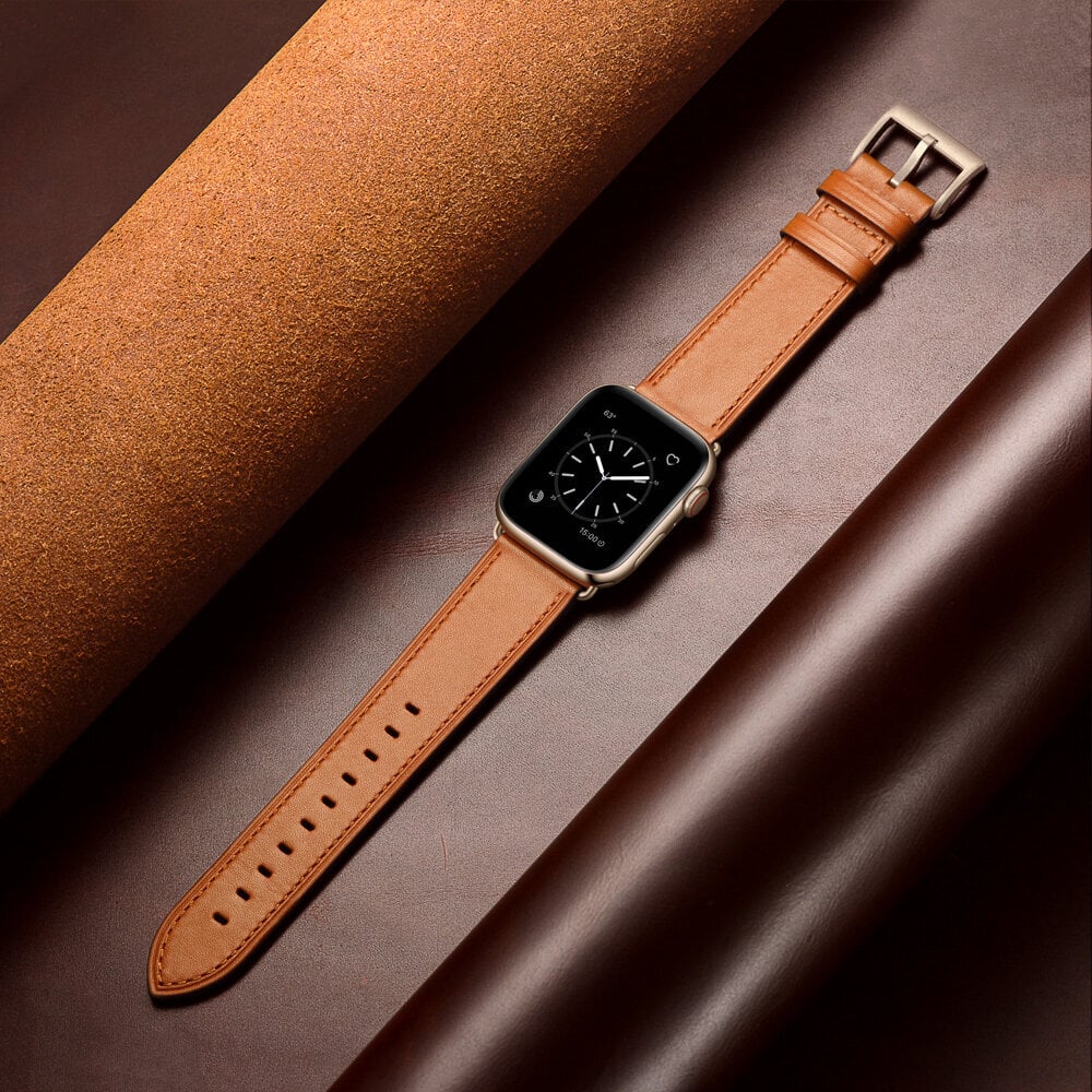 Ranneke nahkaranneke kelloihin Apple Watch Iwatch 4Tech mallia varten SE 9 8 7 6 5 4 3 2 1 41 40 38 mm Band ruskea hinta ja tiedot | Älykellojen ja aktiivisuusrannekkeiden lisätarvikkeet | hobbyhall.fi