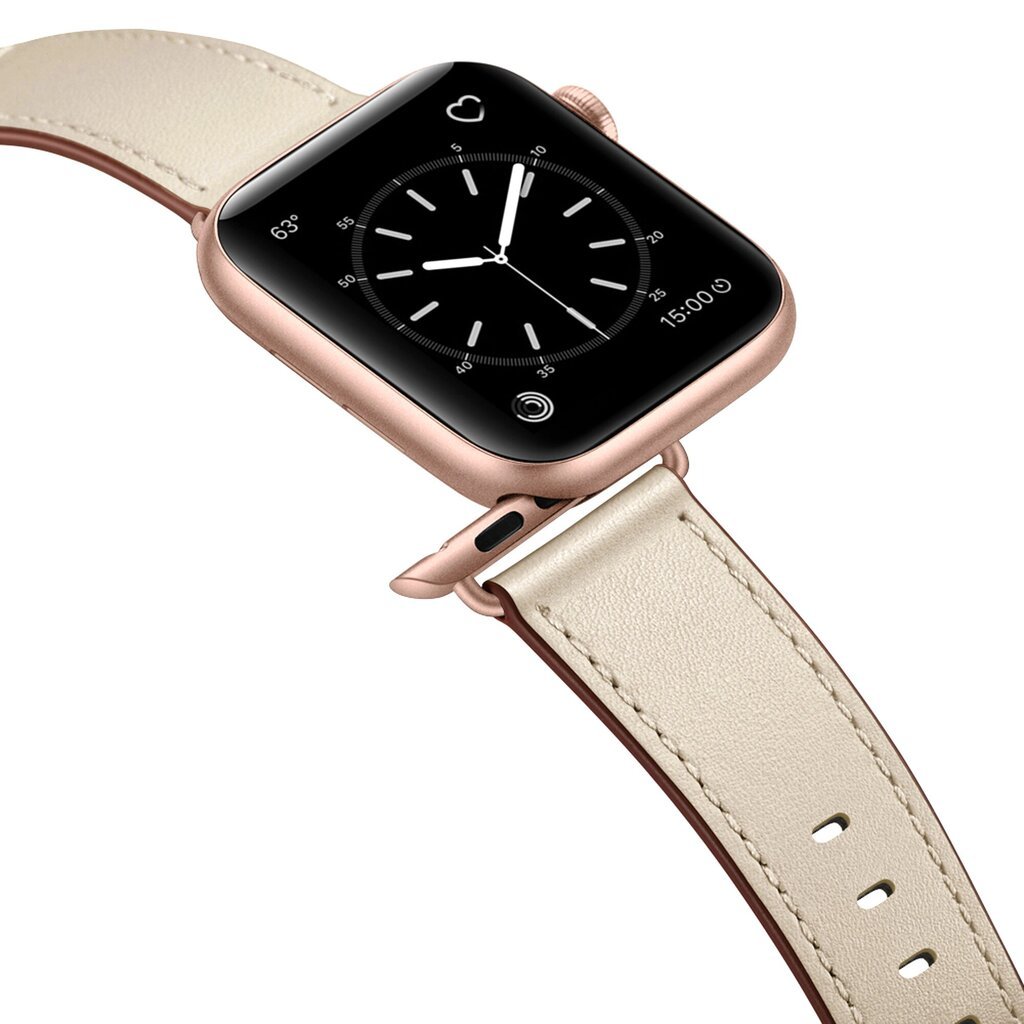 Ranneke nahkaranneke kelloihin Apple Watch Iwatch 4Tech mallia varten ULTRA SE 9 8 7 6 5 4 3 2 1 49 45 44 42 mm Band beige hinta ja tiedot | Älykellojen ja aktiivisuusrannekkeiden lisätarvikkeet | hobbyhall.fi