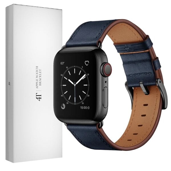 Ranneke nahkaranneke kelloihin Apple Watch Iwatch 4Tech mallia varten ULTRA SE 9 8 7 6 5 4 3 2 1 49 45 44 42 mm Band sininen