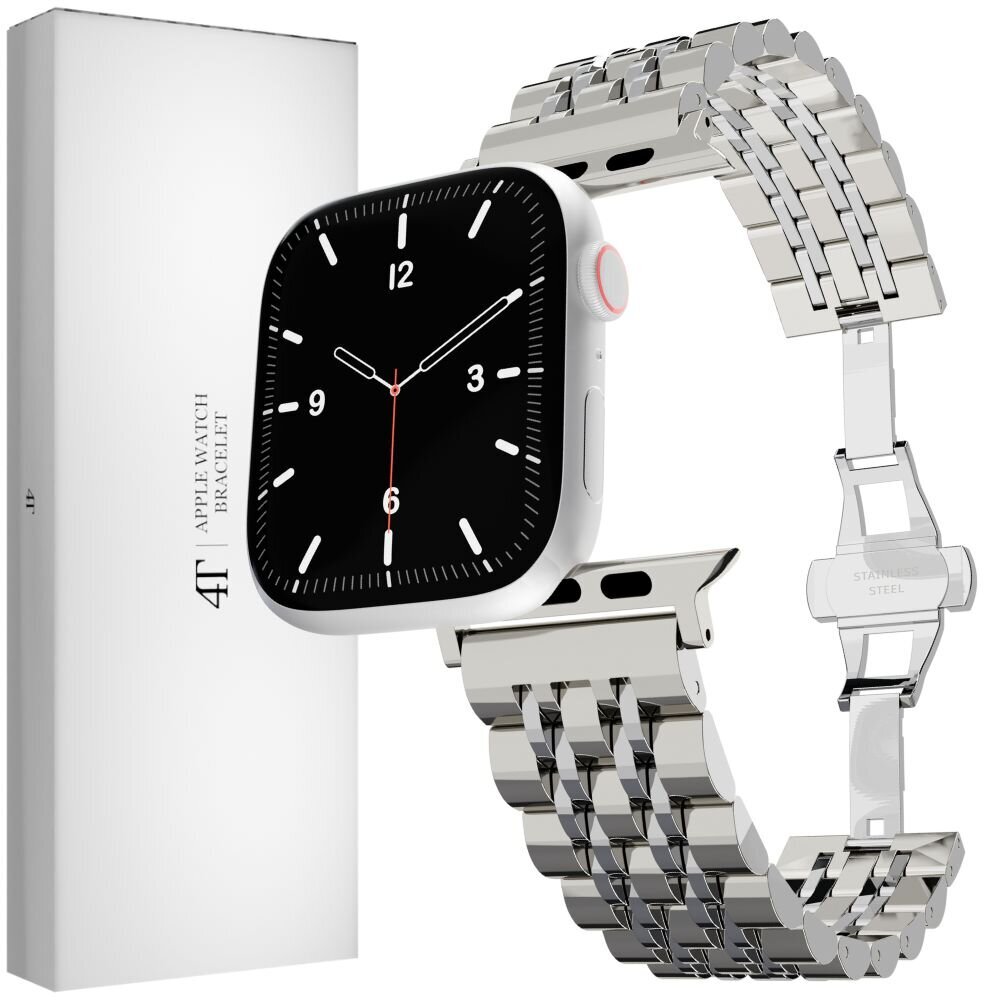 Ranneke Teräsranneke kelloihin Apple Watch Iwatch 4Tech mallia varten ULTRA SE 9 8 7 6 5 4 3 2 1 49 45 44 42 mm Band hopea hinta ja tiedot | Älykellojen ja aktiivisuusrannekkeiden lisätarvikkeet | hobbyhall.fi