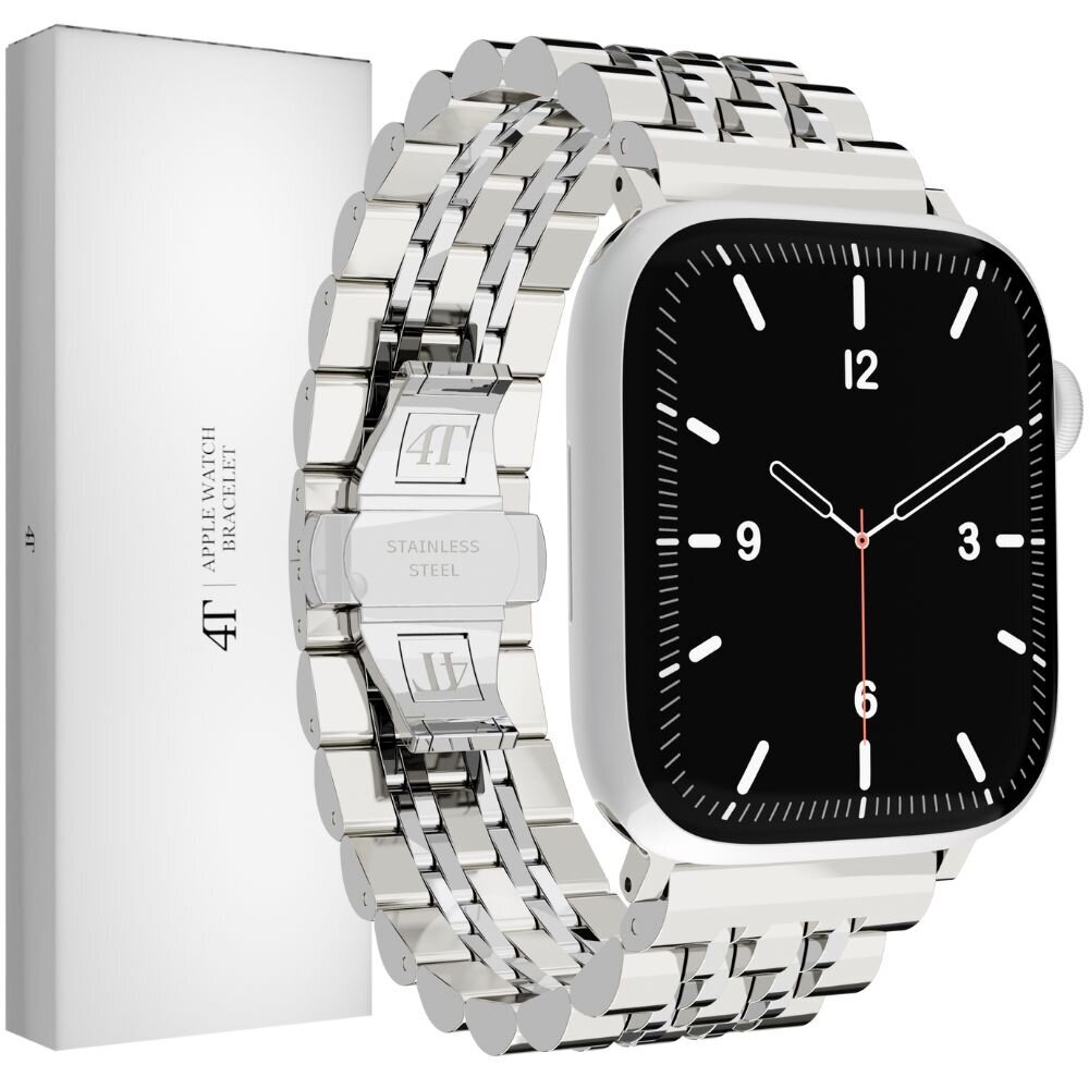 Ranneke Teräsranneke kelloihin Apple Watch Iwatch 4Tech mallia varten SE 9 8 7 6 5 4 3 2 1 41 40 38 mm Band hopea hinta ja tiedot | Älykellojen ja aktiivisuusrannekkeiden lisätarvikkeet | hobbyhall.fi