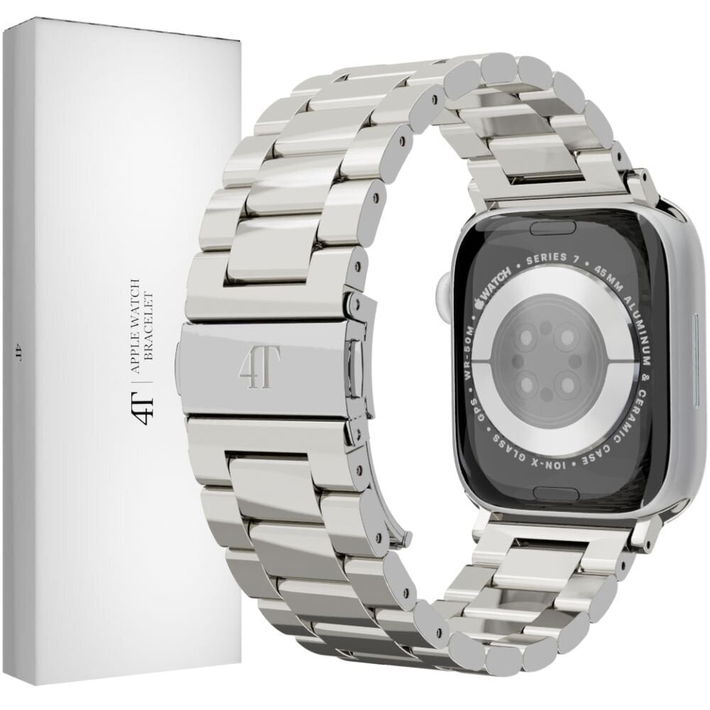 Ranneke Teräsranneke kelloihin Apple Watch Iwatch 4Tech mallia varten SE 9 8 7 6 5 4 3 2 1 41 40 38 mm Band hopea hinta ja tiedot | Älykellojen ja aktiivisuusrannekkeiden lisätarvikkeet | hobbyhall.fi