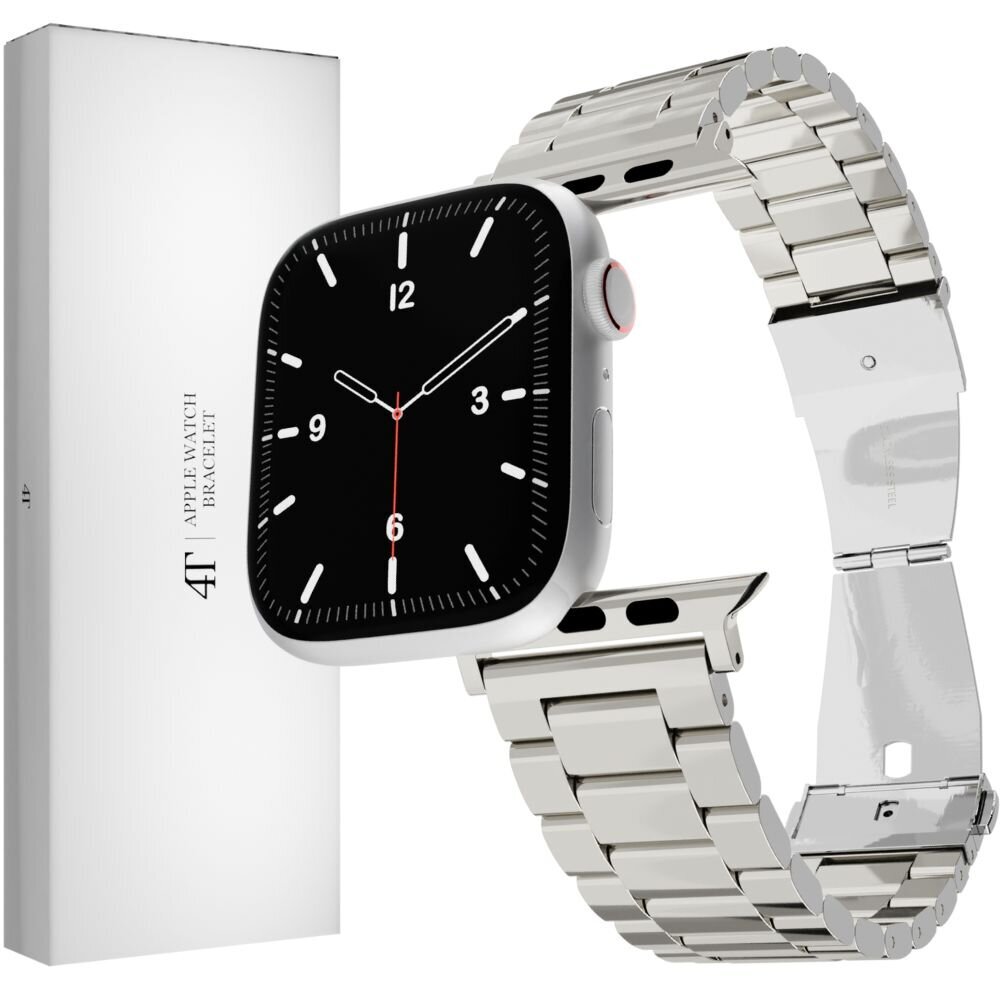 Ranneke Teräsranneke kelloihin Apple Watch Iwatch 4Tech mallia varten SE 9 8 7 6 5 4 3 2 1 41 40 38 mm Band hopea hinta ja tiedot | Älykellojen ja aktiivisuusrannekkeiden lisätarvikkeet | hobbyhall.fi