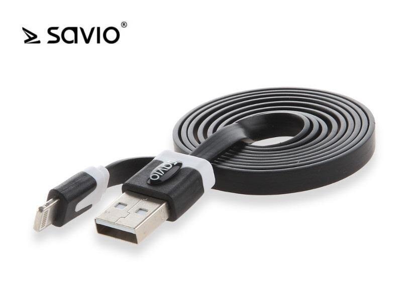 SAVIO KAAPELI USB - LIGHTNING 8PIN - 1 M CZARNY CL-73 hinta ja tiedot | Puhelinkaapelit | hobbyhall.fi