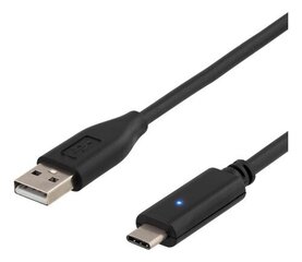 Deltaco USBC-1004-K, USB-C / USB-A, 1 m hinta ja tiedot | Puhelinkaapelit | hobbyhall.fi