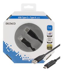 Deltaco USBC-1004-K, USB-C / USB-A, 1 m hinta ja tiedot | Deltaco Puhelimet, älylaitteet ja kamerat | hobbyhall.fi