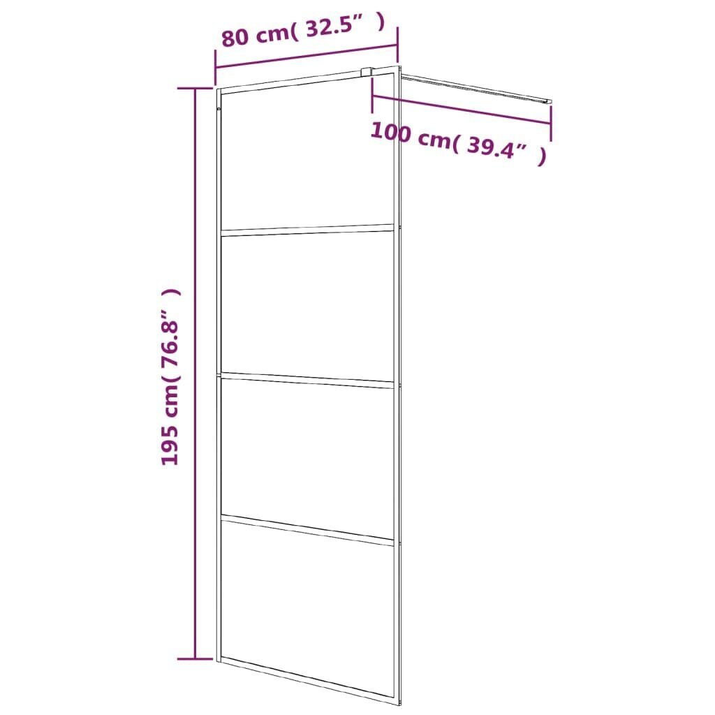 vidaXL Walk-in suihkuseinäke hopea 80x195 cm kirkas ESG-lasi hinta ja tiedot | Suihkuseinät ja -ovet | hobbyhall.fi