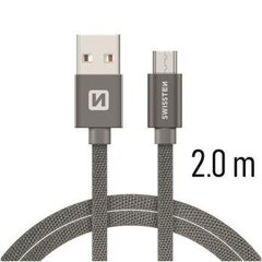 Swissten Textile Quick Charge Universal Micro USB Data ja latauskaapeli 2,0m harmaa hinta ja tiedot | Puhelinkaapelit | hobbyhall.fi