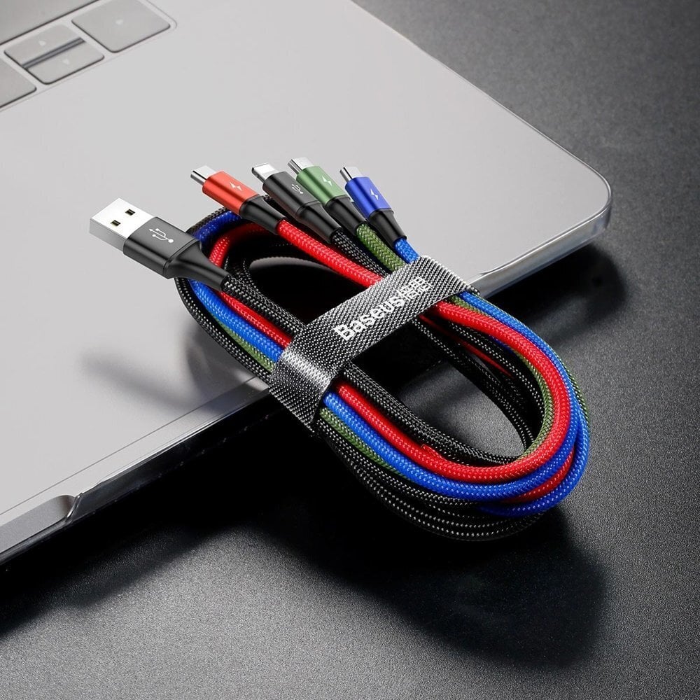 USB nylon punottu kaapeli 3.5A 1.2m, musta hinta ja tiedot | Puhelinkaapelit | hobbyhall.fi