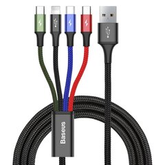 USB nylon punottu kaapeli 3.5A 1.2m, musta hinta ja tiedot | Puhelinkaapelit | hobbyhall.fi