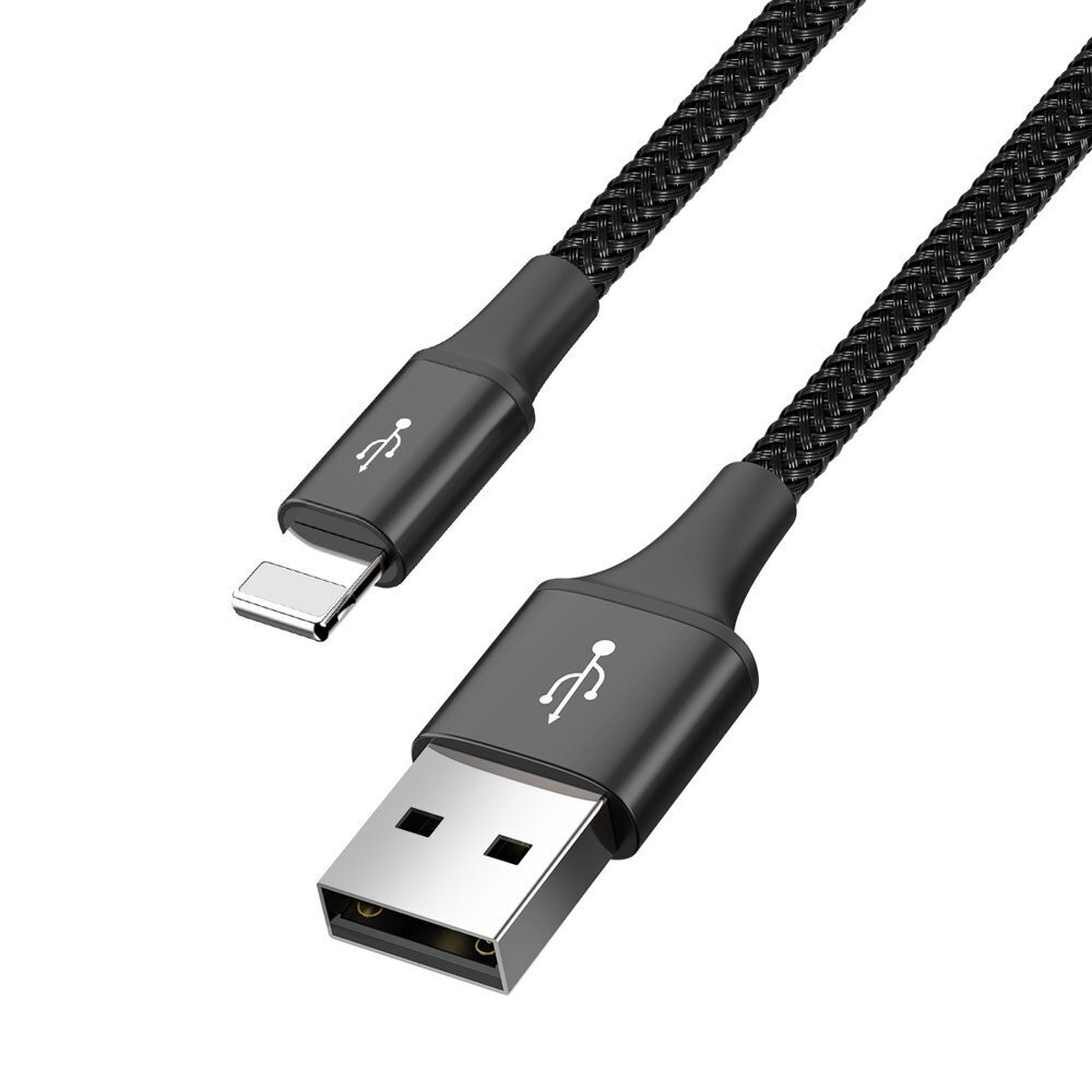 USB nylon punottu kaapeli 3.5A 1.2m, musta hinta ja tiedot | Puhelinkaapelit | hobbyhall.fi