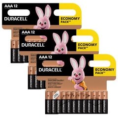 DURACELL akku AAA/MN2400 3 x 12 kpl hinta ja tiedot | Paristot | hobbyhall.fi