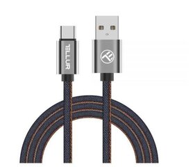 Kaapeli Tellur, USB / Type-C, 1m, Denim hinta ja tiedot | Puhelinkaapelit | hobbyhall.fi