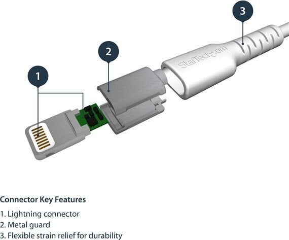 STARTECH 1m USB Lightning Cable valkoinen hinta ja tiedot | Puhelinkaapelit | hobbyhall.fi