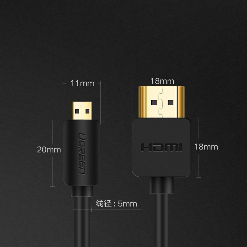 Ugreen (HD127), HDMI, 4K 3D 1,5 m, musta hinta ja tiedot | Puhelinkaapelit | hobbyhall.fi